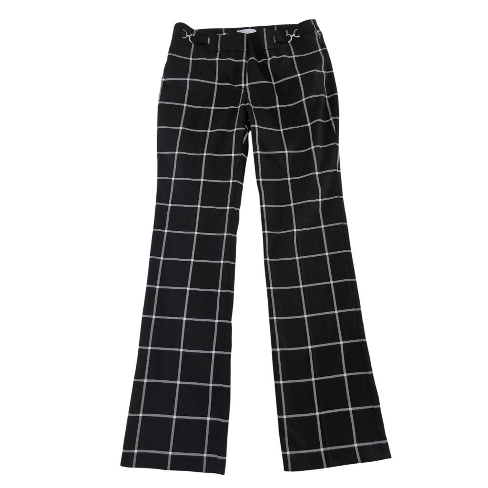 NY &‎ Co Bootcut Pants Womens 4 Black White Check Dark Academia Preppy Soft Goth